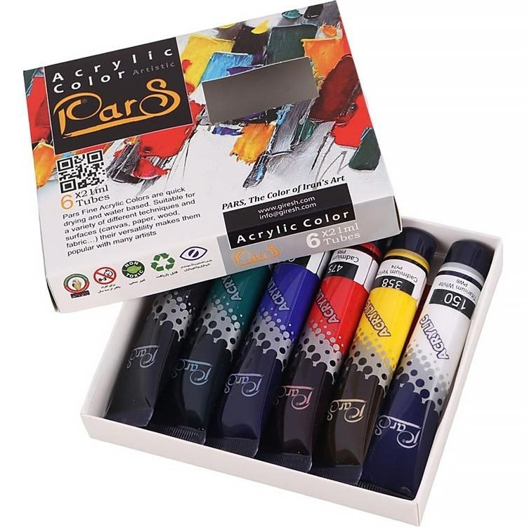 رنگ اکریلیک 6 رنگ 21 میل پارس