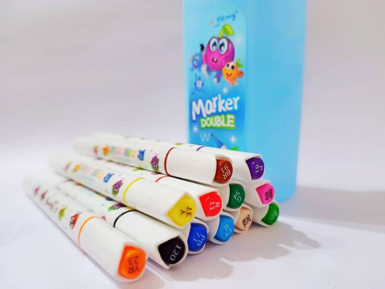 ماژیک 12 رنگ 2 سر راندو یالونگ مدل 221812