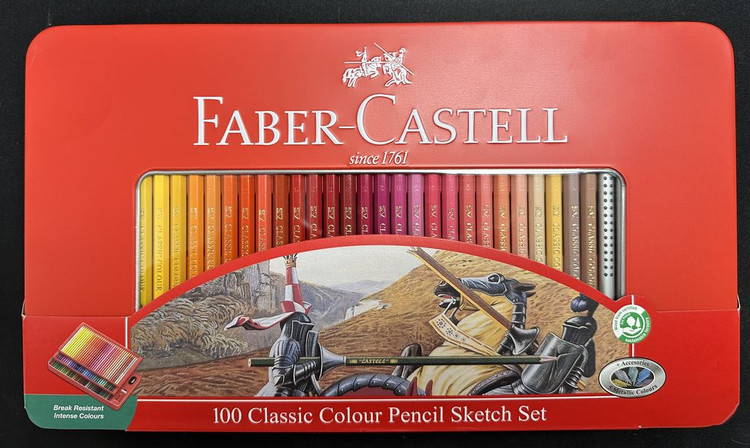مداد رنگی 100 رنگ جعبه فلزی فابر کاستل مدل کلاسیک